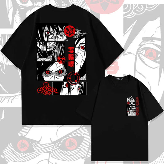 Japanese Anime Naruto Akatsuki Print Cotton T-Shirt for Children - Summer Outdoor Leisure Parent-Child Matching Tops