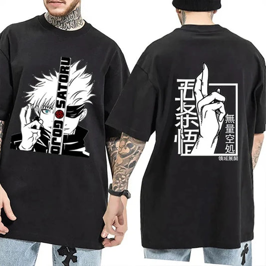Anime T-Shirt Cool Gojo Satoru Graphic Printing T-Shirt Men'S Fashion Casual round Neck Short Sleeve Shirt