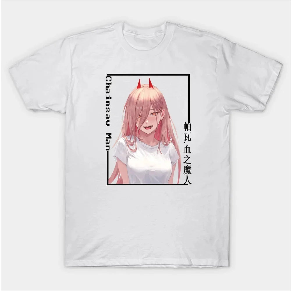Chainsaw Man T-Shirt Men Women 100% Cotton plus Size Oversized Graphic O-Neck Casual Japanese Anime Streetwear Loose Unisex Tees