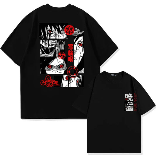 Japanese Anime Naruto Akatsuki Print Cotton T-Shirt for Children - Summer Outdoor Leisure Parent-Child Matching Tops
